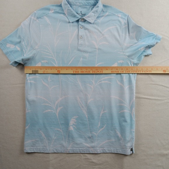Nat Nast Luxury Originals Mens XL Polo Shirt Blue White Striped Leaf Print - Picture 9 of 11